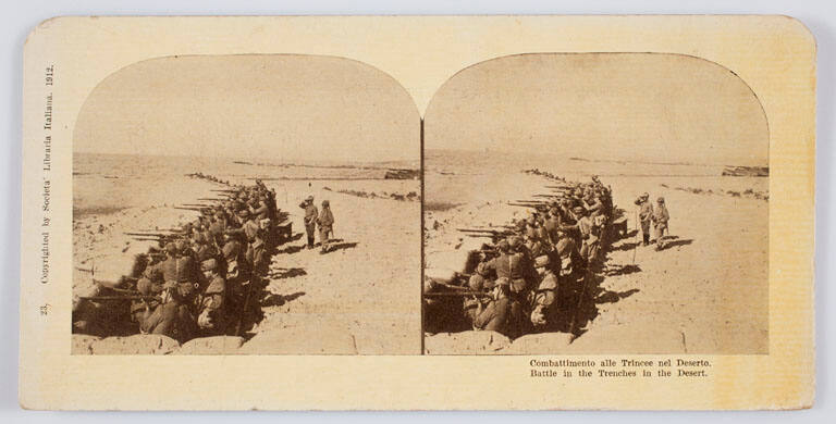 23. Combattimento alle Trincee nel Deserto (Battle in the Trenches in the Desert), from Views for Sterescope, Italo-Turkish War, 1911-1912