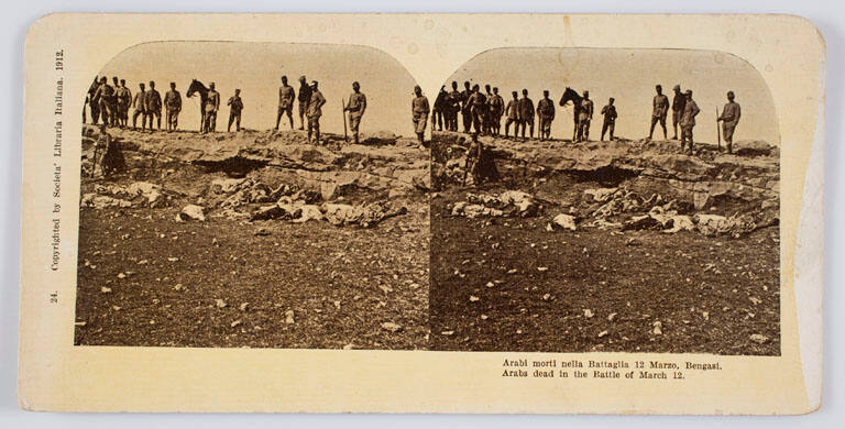 24. Arabi morti nella Battaglia 12 Marzo, Bengasi (Arabs dead in the battle of March 12), from Views for Sterescope, Italo-Turkish War, 1911-1912