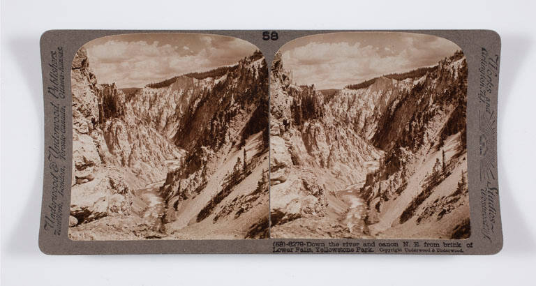 Down the river and canyon N. E. from brink of Lower Falls, Yellowstone Park
