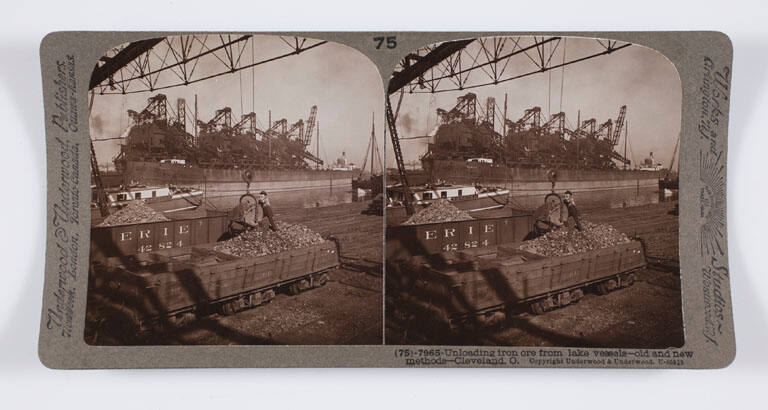 Unloading iron ore from lake vessels—old and new methods—Cleveland, O.