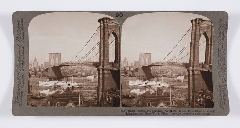 Brooklyn Bridge, W.N.W. from Brooklyn toward Manhattan, New York City