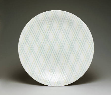 White dish with crisscross stripes