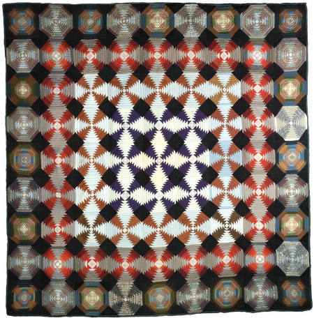 "Windmill Blades" quilt, Log Cabin variation