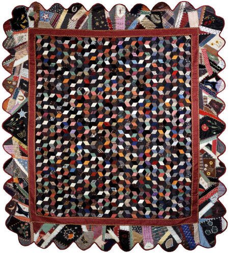 Crazy quilt with Baby Block pattern