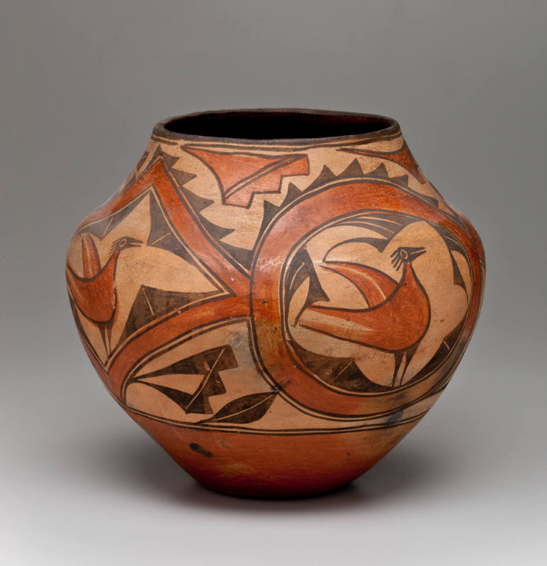 Water jar with bird decoration