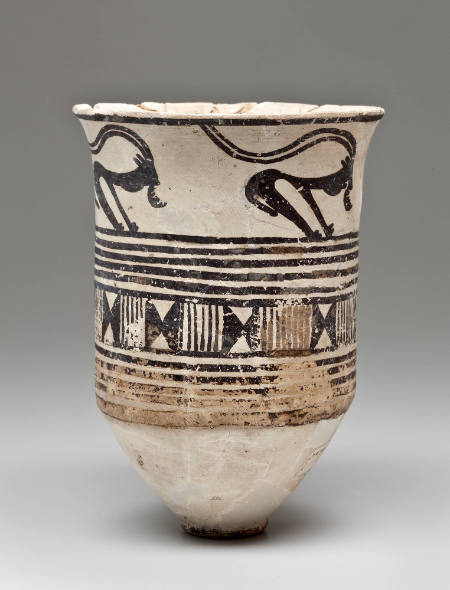Beaker with painted goats