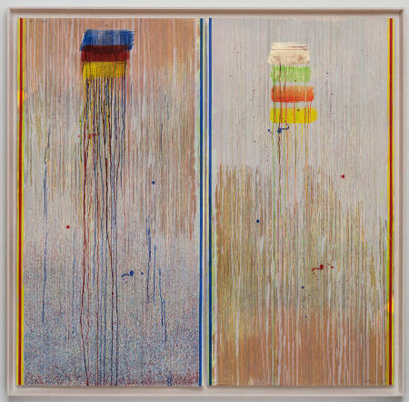 Brushstrokes on Rainbow Diptych