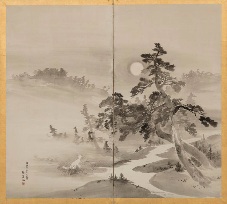 White fox in moonlight