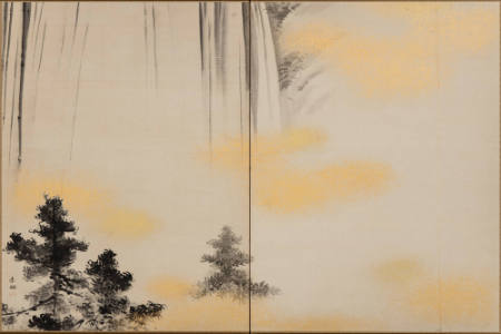 Waterfall and pine