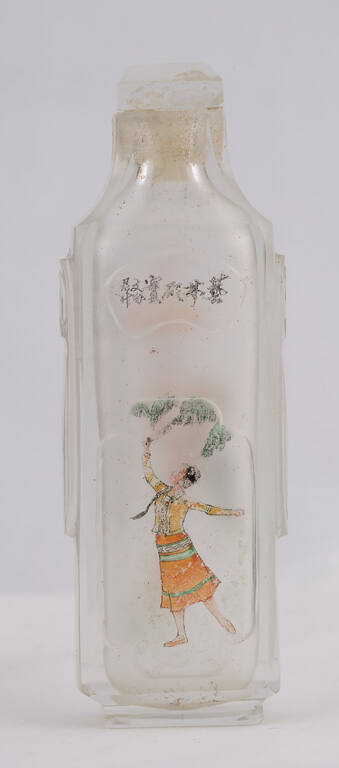 Snuff bottle with design of a female dancer with a harvest knife