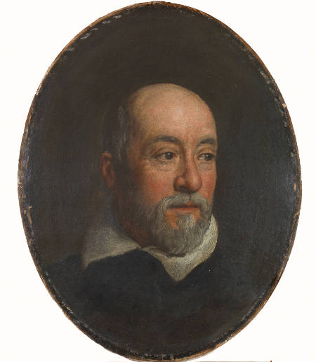 Bust-length portrait of a gentleman dressed in a black jacket and a white shirt