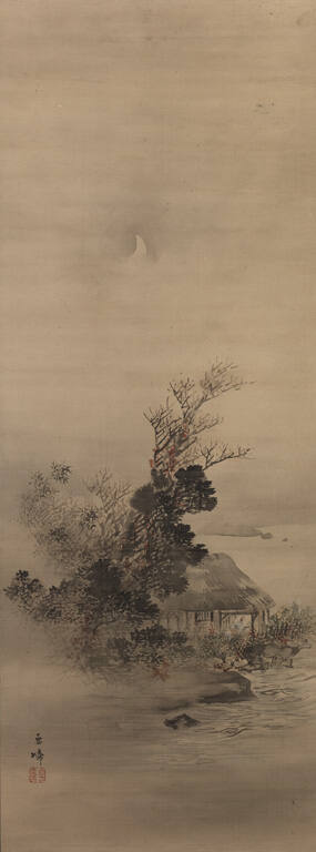 Pounding cloth under a crescent moon