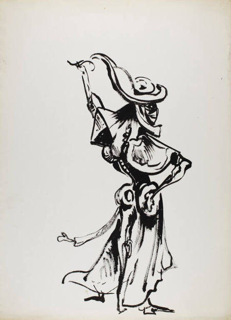 Untitled (figure with one hand on hip and the other arm raised)