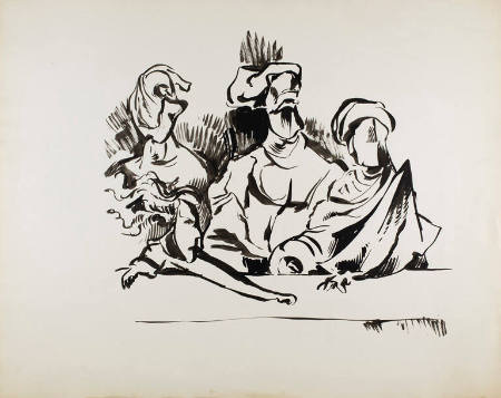 Untitled (four figures posed as at a table, facing the viewer)