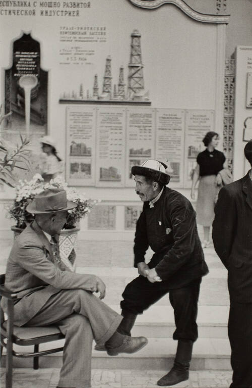 Two men at expo, Russia