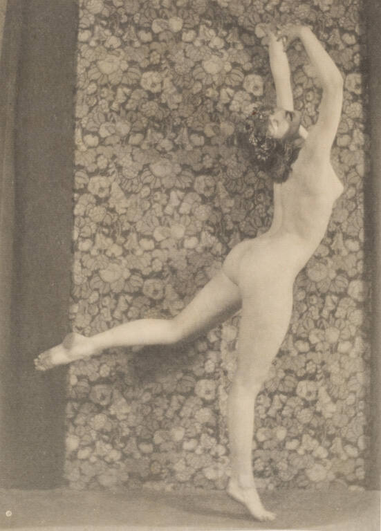 Nude with arms up, balanced on one foot, from the series The Female Figure