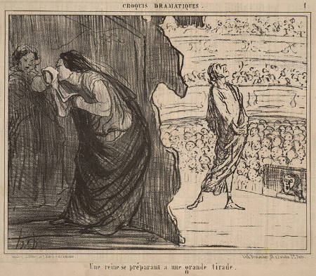 Croquis dramatiques - Une reine se préparant a une grande tirade