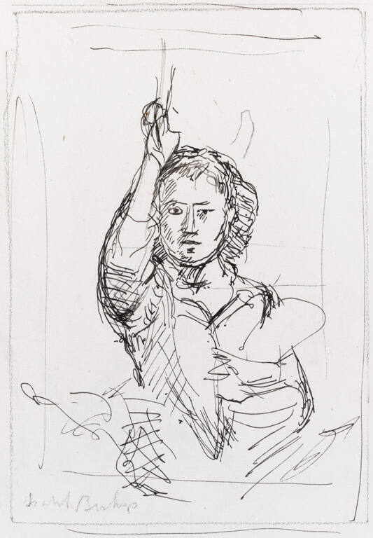 Study for Straphangers (recto); and fragmented sketch of a woman reclining on a bench (verso)