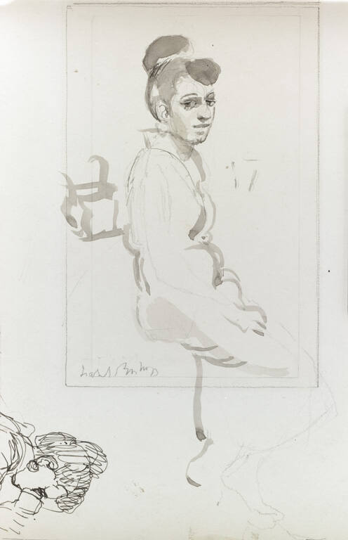 Seated woman, facing proper right (recto); Standing woman (verso)