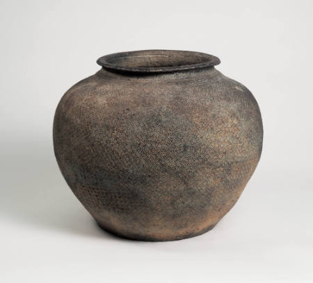 Jar (guan) with impressed basketweave design