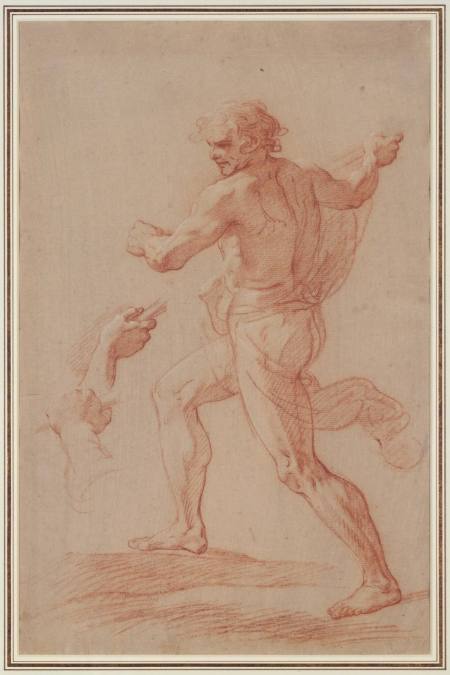 Male Figure Study with Studies of Hands (Study for the Stoning of St. Stephen)